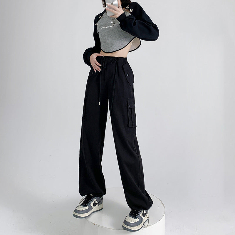 Pantalones cargo casuales de color sólido a la moda para mujer