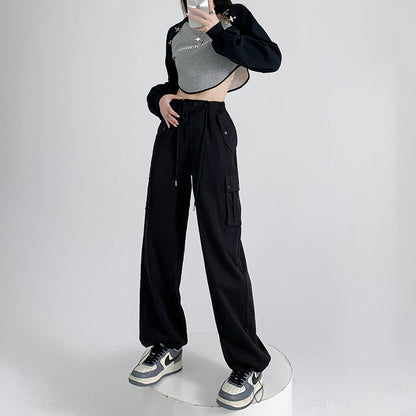 Pantalones cargo casuales de color sólido a la moda para mujer