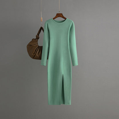 Women Basic Autumn And Winter Casual Solid Color Long Sleeve Knitted Dress