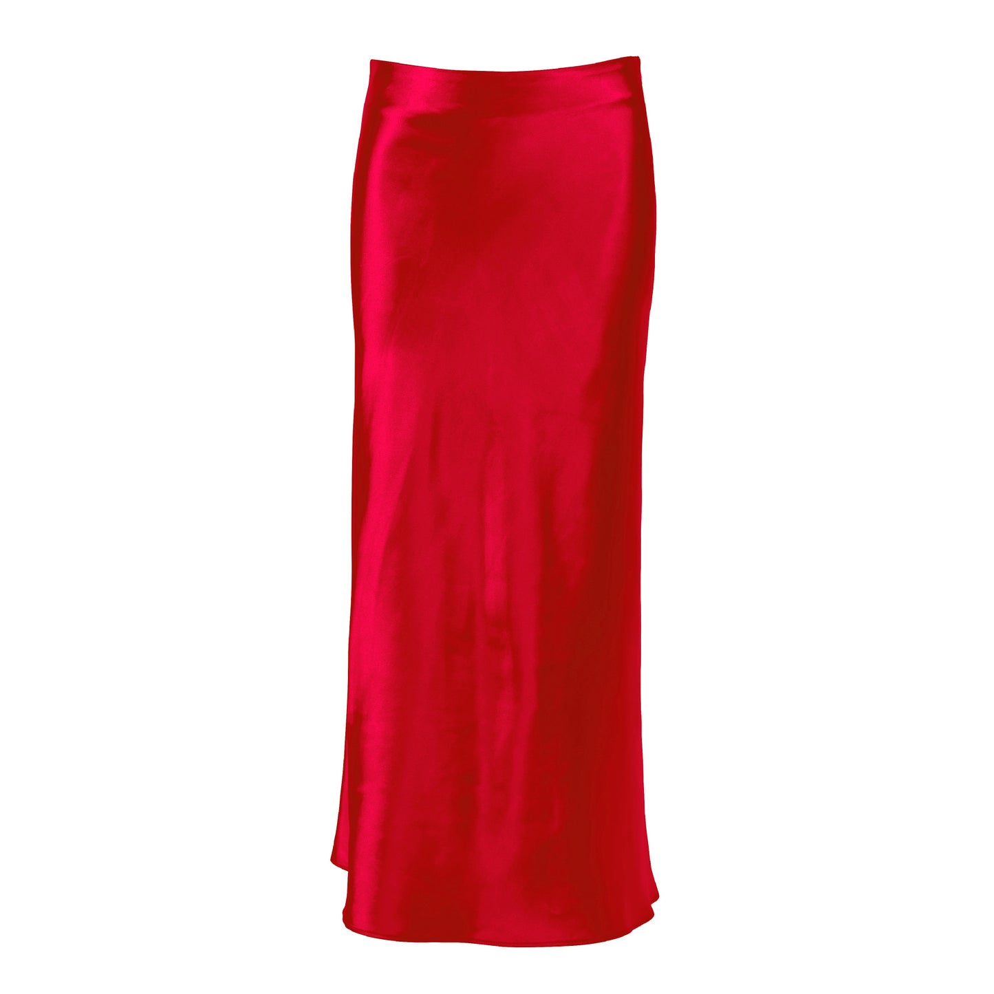 Autumn Spring Women High Waist Satin Slim-Fit Elegant Casual Office Solid Skirt