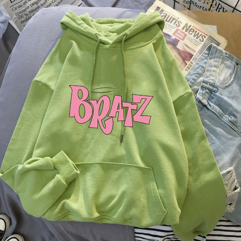 Sudadera con capucha de forro polar con estampado de letras para hombre y mujer, moda informal de otoño e invierno