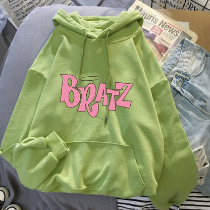Sudadera con capucha de forro polar con estampado de letras para hombre y mujer, moda informal de otoño e invierno