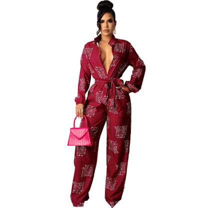 Women Fashion Casual Long Sleeve Jumpsuit