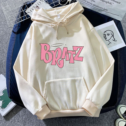 Sudadera con capucha de forro polar con estampado de letras para hombre y mujer, moda informal de otoño e invierno