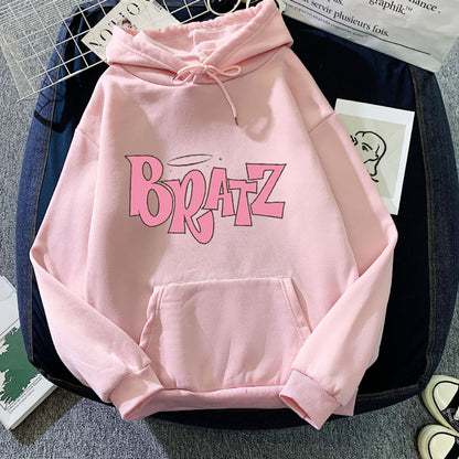 Sudadera con capucha de forro polar con estampado de letras para hombre y mujer, moda informal de otoño e invierno