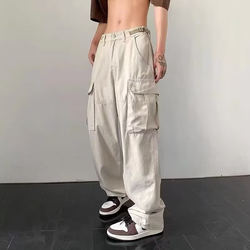 Women Fashion Casual Solid Color Loose Cargo Pants