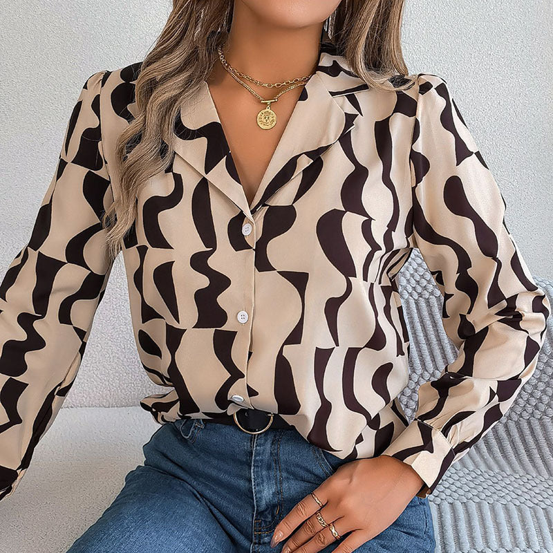 Blusa informal de manga larga a rayas con bloques de color para oficina a la moda para mujer