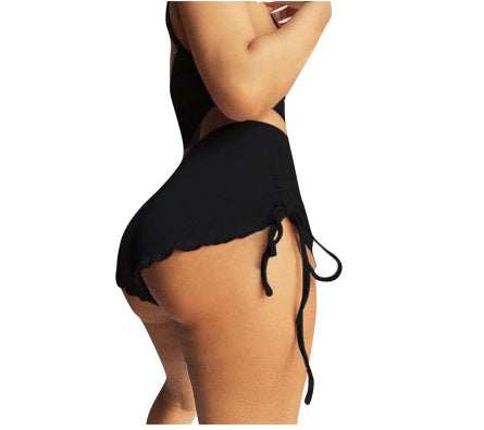 Women Fashion Sexy Casual Tight Solid Color Side Drawstring Shorts