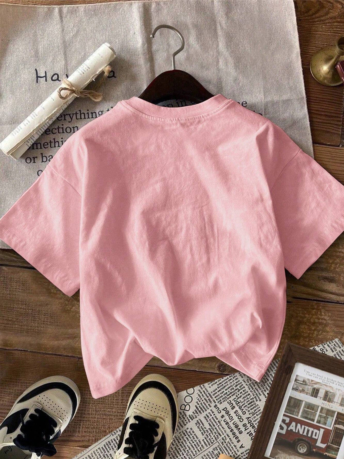 Camiseta informal de manga corta con estampado de fresas para mujer