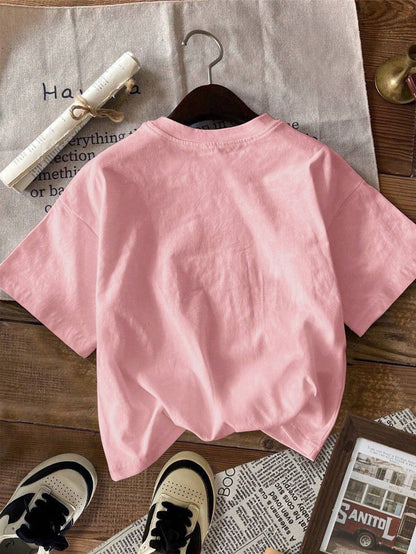 Camiseta informal de manga corta con estampado de fresas para mujer