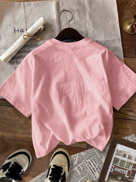 Camiseta informal de manga corta con estampado de fresas para mujer