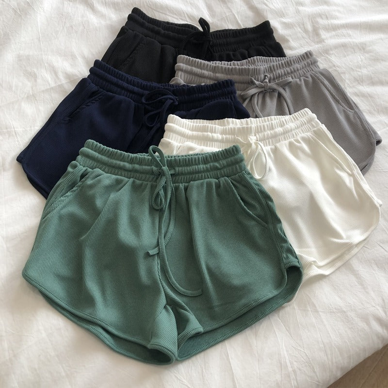 Pantalones cortos holgados casuales de color sólido para mujer