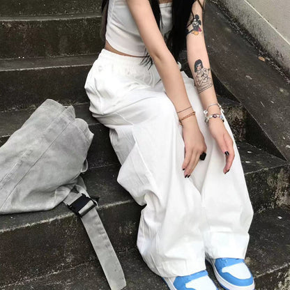 Summer Women Fashion Casual Loose High Waist Pants
