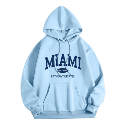 Sudadera con capucha y bolsillo de manga larga con estampado de letras informal a la moda para mujer