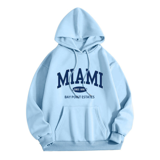 Sudadera con capucha y bolsillo de manga larga con estampado de letras informal a la moda para mujer