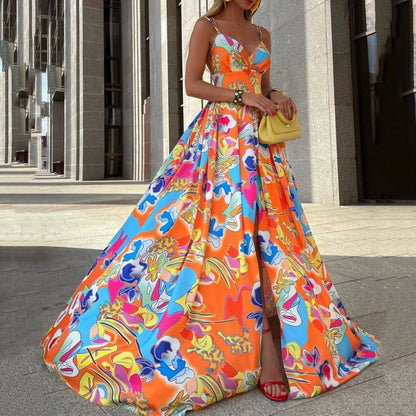 Vestido largo con estampado floral para mujer, estilo casual, para vacaciones y playa