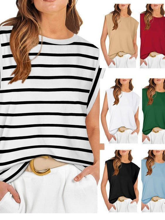 Camiseta básica informal de verano con mangas cortas para mujer