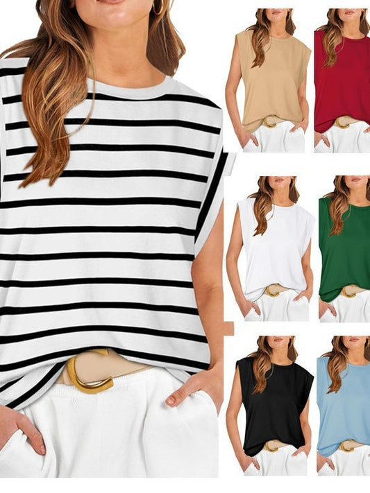 Camiseta básica informal de verano con mangas cortas para mujer