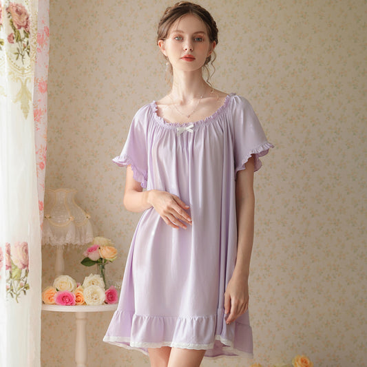 Women Casual Plain Lace Nightdress