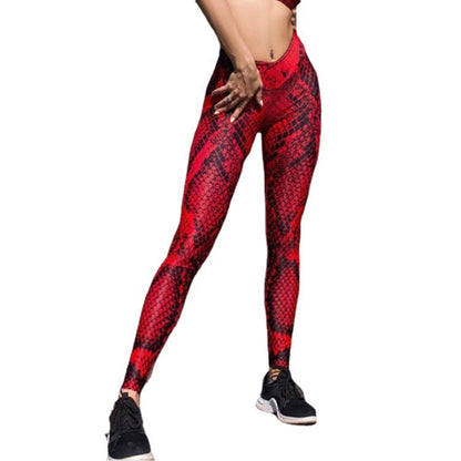 Pantalones de yoga ajustados de cintura alta con estampado de serpiente para mujer