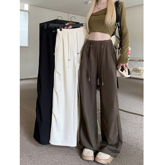 Women Fashion Casual Elastic Waist Drawstring Loose Pants