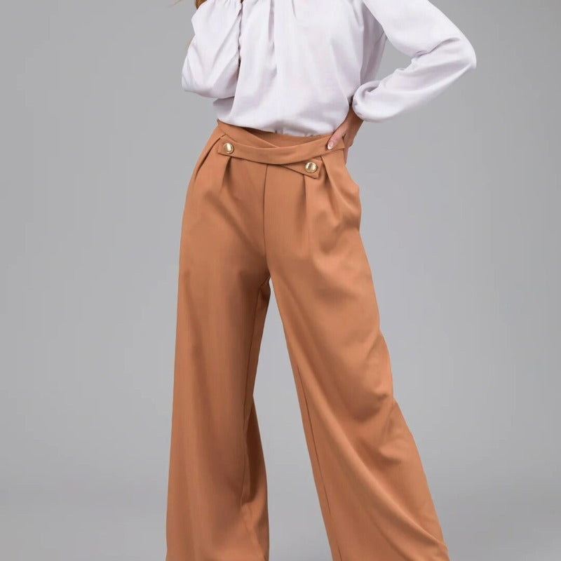 Women Fashion Casual Solid Color Wide Leg Pants