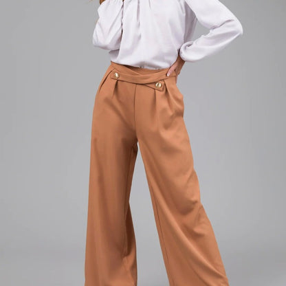 Women Fashion Casual Solid Color Wide Leg Pants