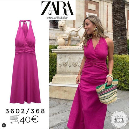Vestido largo informal elegante con cuello halter, espalda descubierta y color liso para mujer