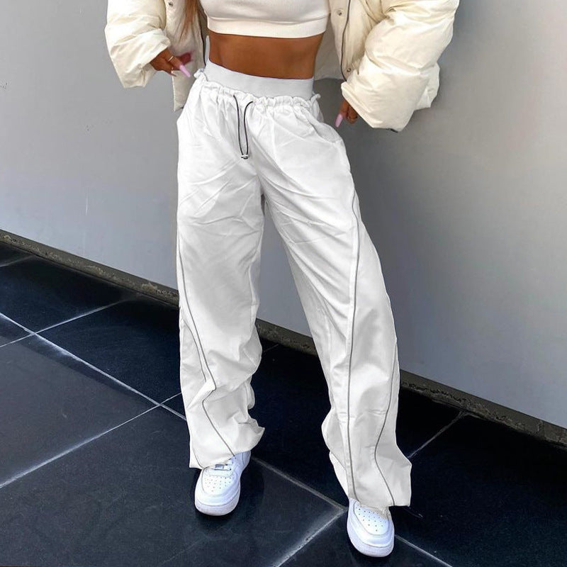 Women Fashion Casual High Waist Drawstring Jogger Pants