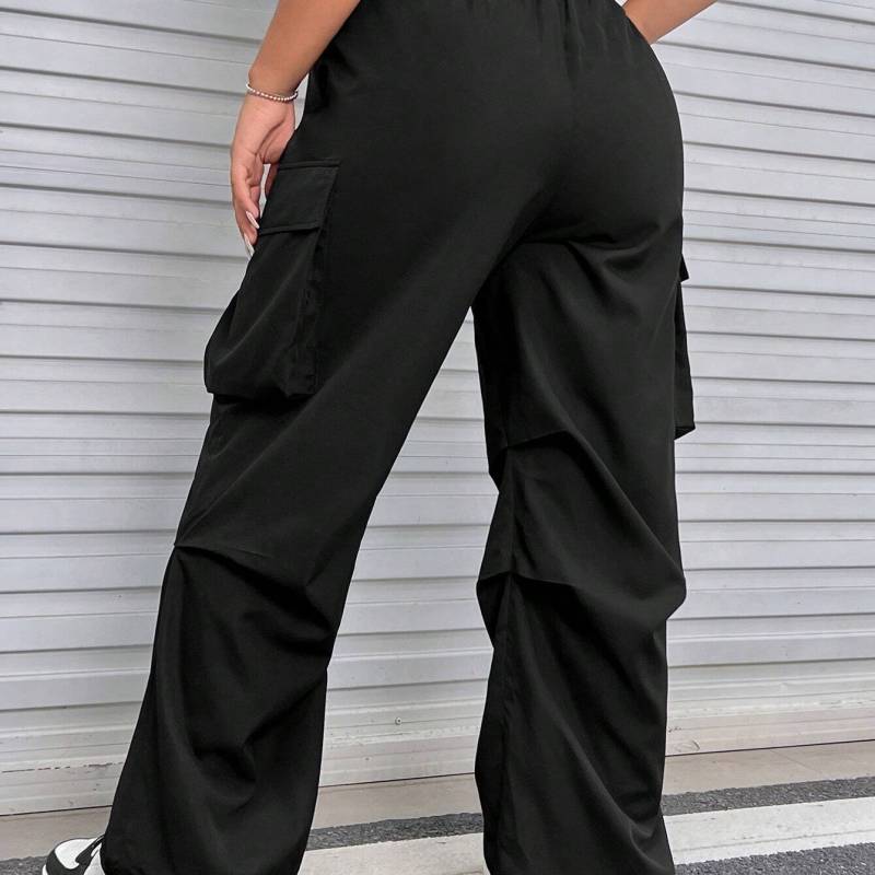 Pantalones cargo casuales de color sólido de talla grande para mujer