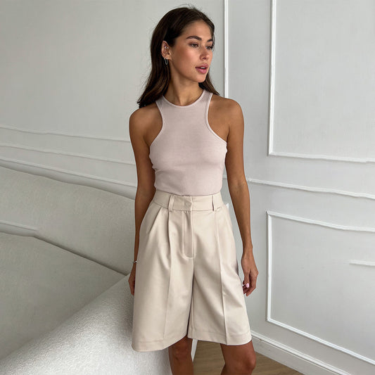 Women Fashion Casual Loose High-Waist Shorts