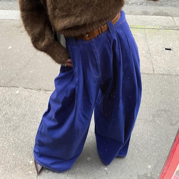 Women Fashion Casual Loose Pockets Wide Leg Pants