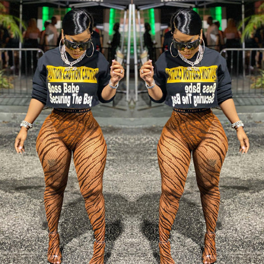 Pantalones pitillo informales con estampado de tigre de dibujos animados, personalizados y sexys para mujer