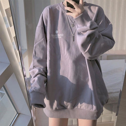 Women Street Casual Letter Print Loose Sweatshirt