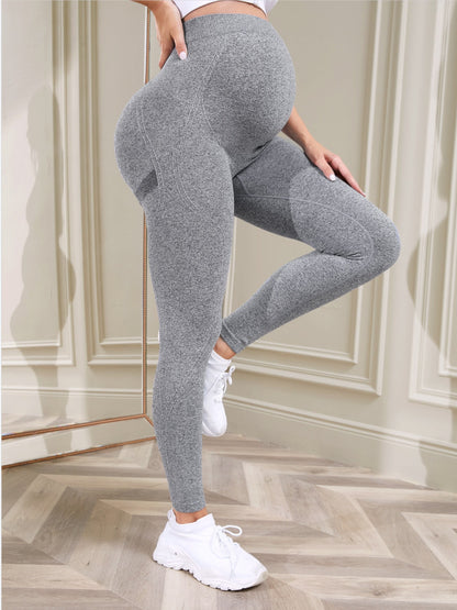 Pantalones de yoga casuales para embarazadas, de cintura alta elástica y secado rápido con soporte abdominal
