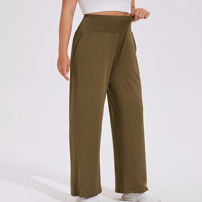 Pantalones acampanados deportivos de cintura alta para mujer, informales, de talla grande, para yoga y fitness