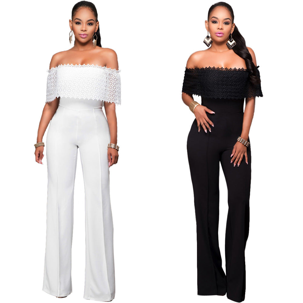 Women Elegant Fashion Loose Casual Side Zipper Off-Shoulder Jumpsuits