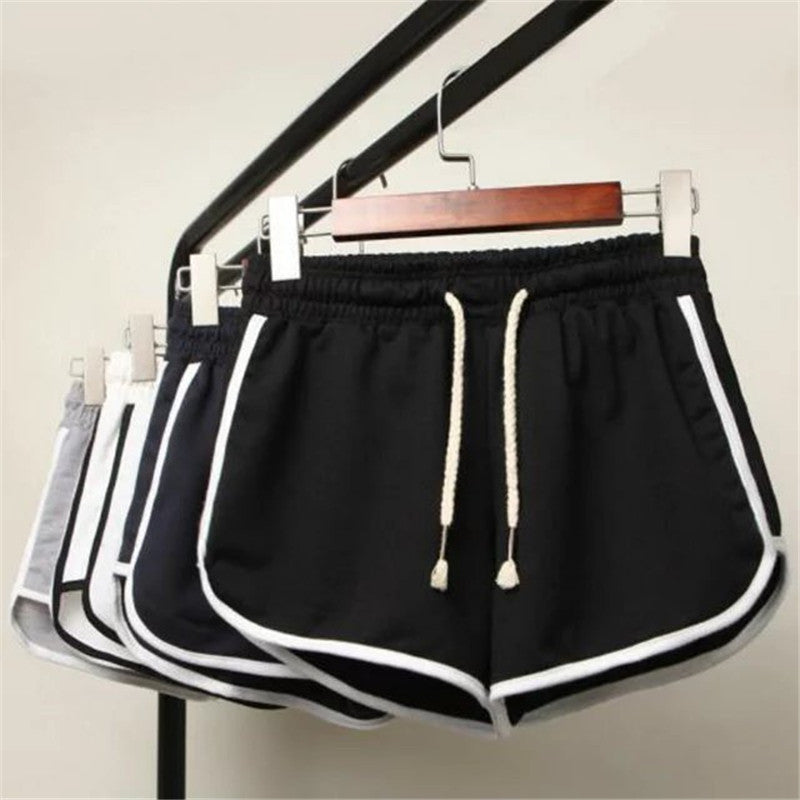 Women Casual Loose Solid Color Wide Leg Drawstring Shorts