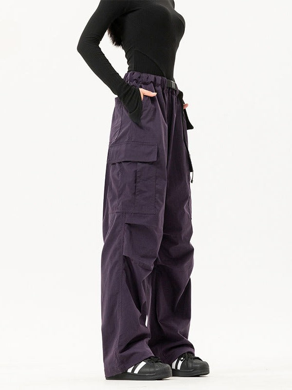 Fashion Women Multi-Pocket High Waist Wide Leg Casual Cargo Pants