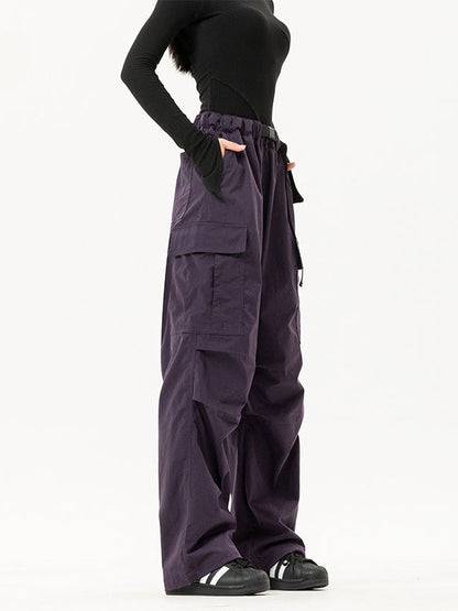 Fashion Women Multi-Pocket High Waist Wide Leg Casual Cargo Pants