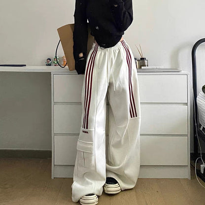 Plus Size Women Winter Thickened Casual High Waist Straight Cargo Pants