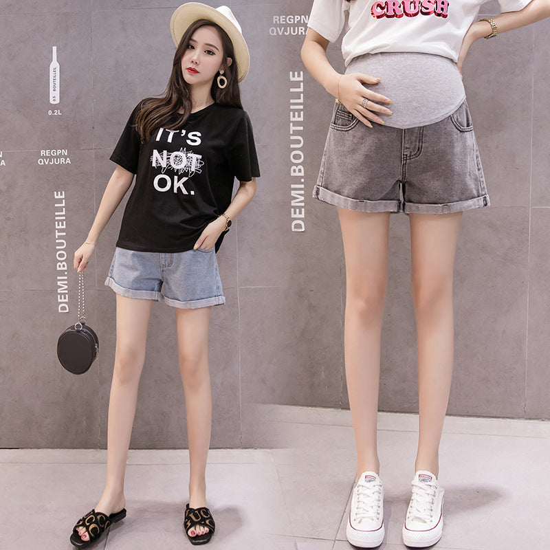 Pregnant Women Fashion Casual Belly Denim Shorts