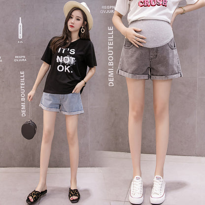 Pregnant Women Fashion Casual Belly Denim Shorts