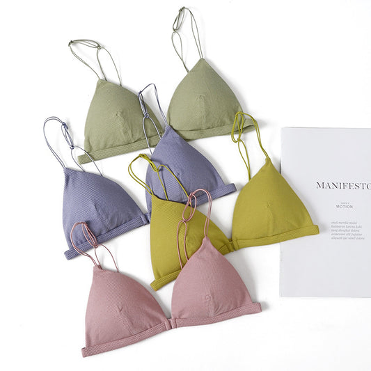 3 Pcs/Set Women Basic Casual Rib Knit Solid Color Bra