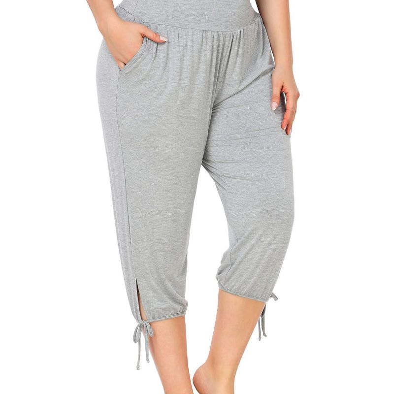 Women Fashion Casual Plus Size Solid Color Yoga Loose Pants