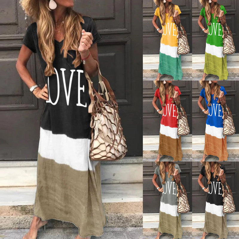 Women Fashion Plus Size Casual Love Letter Print Dress