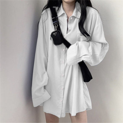 Fleece-Lined Thickened Plus Size Long Sleeve Shirt Women Casual Solid Color Loose Blouse