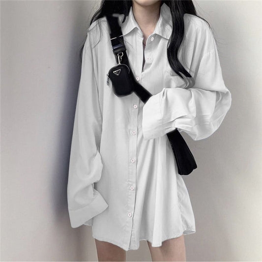 Fleece-Lined Thickened Plus Size Long Sleeve Shirt Women Casual Solid Color Loose Blouse
