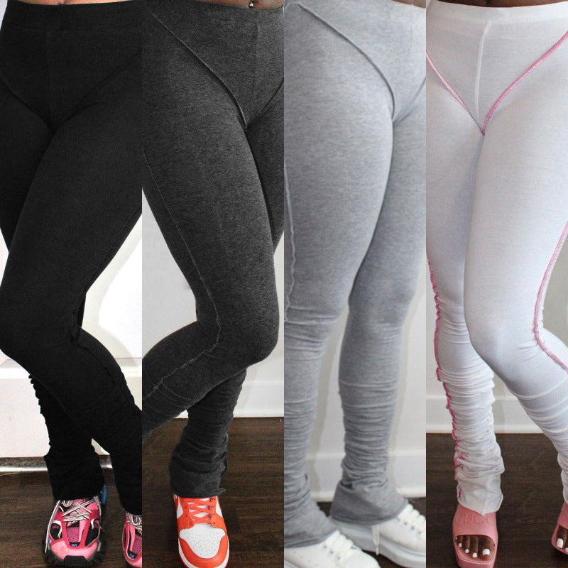 Women Fashion basic Casual Solid Color Tight Pants