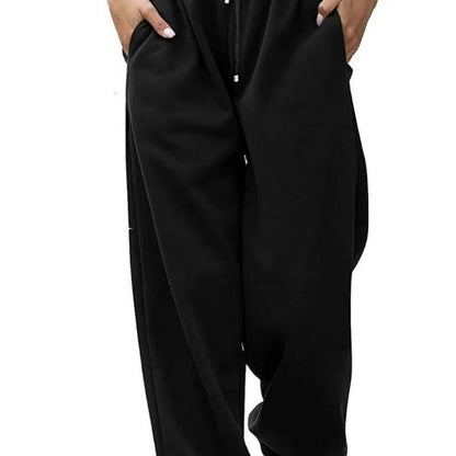 Women'S Casual Solid Color Loose Comfortable Drawstring Waist Fitness Jogger Pants